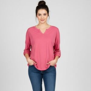 J. Jill Modal Shirt Roll Tab Sleeves Size XL Fuchsia NEW